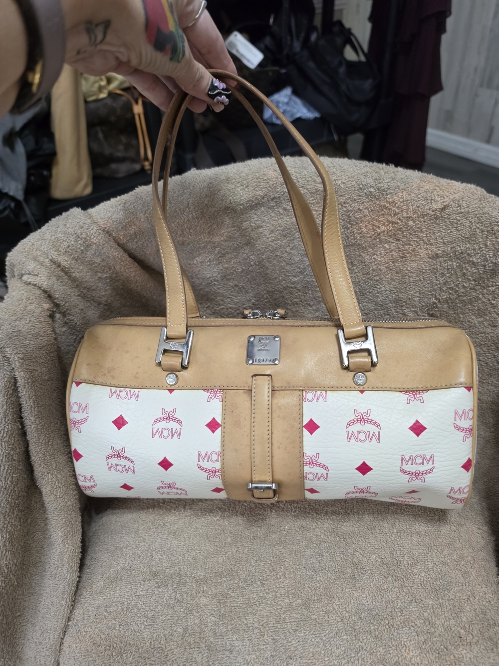 Authentic Vintage MCM Visetos Papillon Barrel Bag